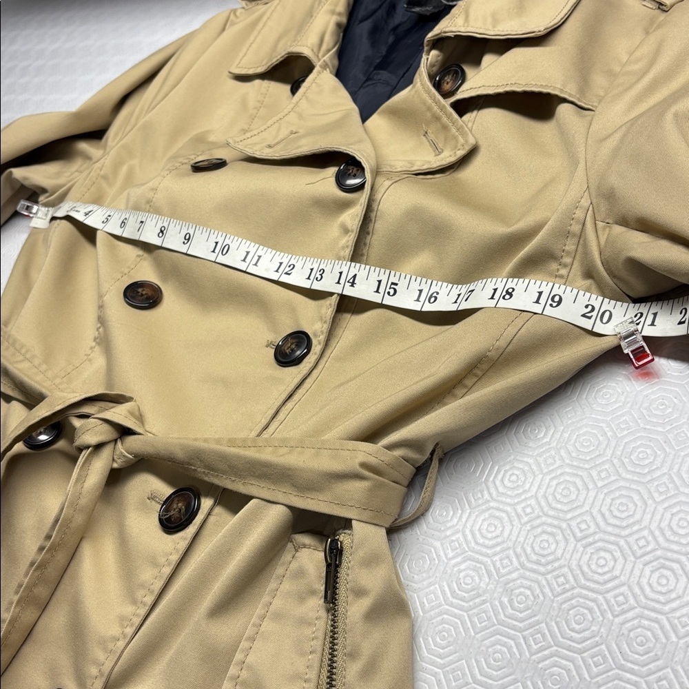 H and M Double Breasted Raglan Trench Coat Jacket Size 14 Colour Tan - Picture 12 of 15